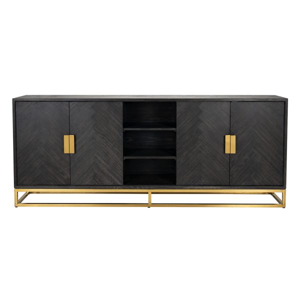 Dressoir Blackbone gold 4-deuren + open vak (Black rustic) Richmond Interiors - Afbeelding 3