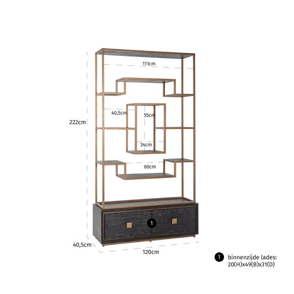 Wandkast Hunter 2-laden (Black rustic) Richmond Interiors - Afbeelding 4