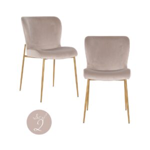 Eetkamerstoel Odessa khaki velvet fire retardant (Set of 2) Richmond Interiors