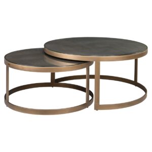 Salontafel Bloomville brass shagreen incl. glass tops (Set of 2) Richmond Interiors
