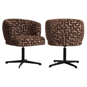 Eetkamerstoel Dinan brown labyrinth fire retardant - swivel Richmond Interiors